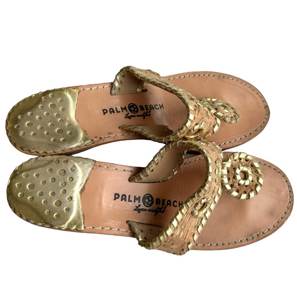 Palm Beach Sandals Classic Mid Wedge Cork Gold Trim Thong Sandals Women’s - Picture 15 of 17
